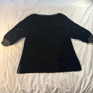 Lafayette 148 Women’s Top 2X Velvet Silk Rayon Black Long Sleeve Loose Holiday